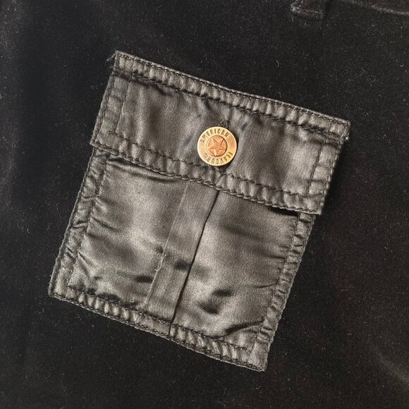 VTG American Flavor Velvet Pocket Detail Flare Jean Y2K 90s Women's 11/12 Black - Picture 8 of 14